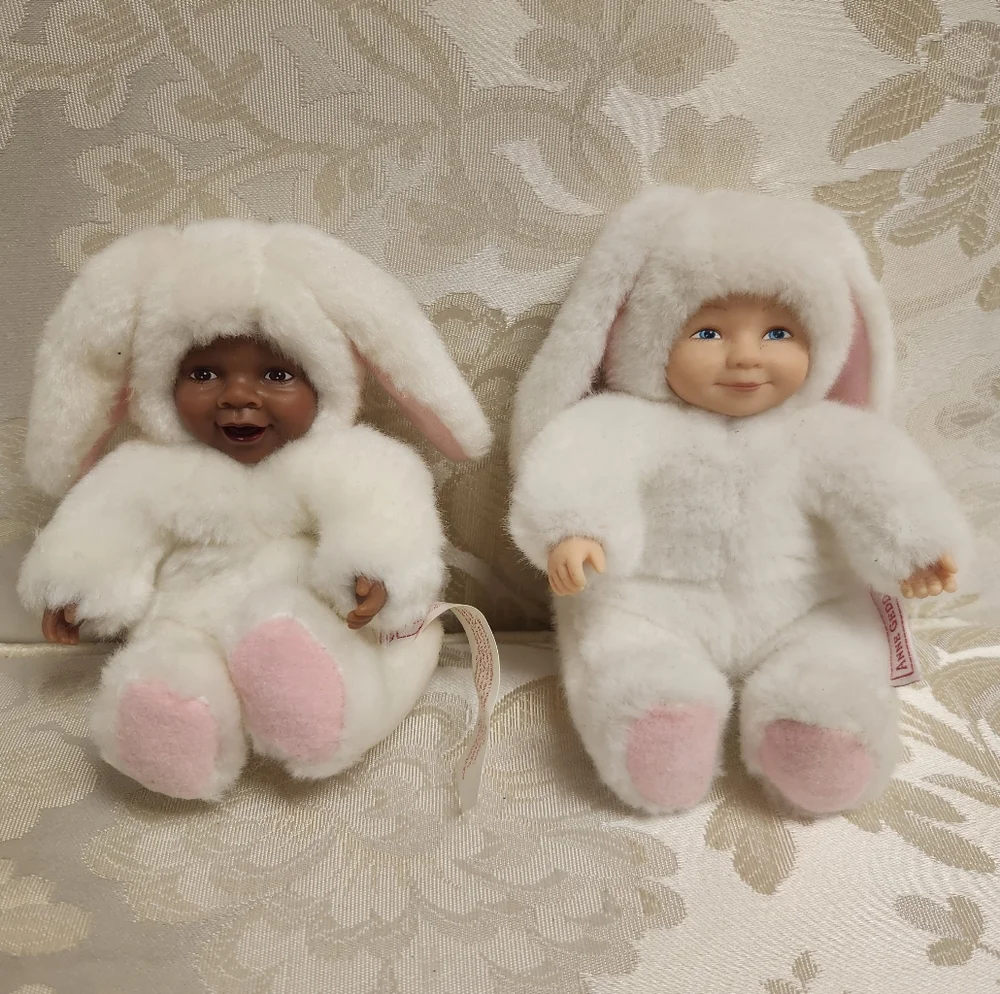 Anne Geddes Baby Bunnies In Chocolate Easter Eggs Vintage Dolls Set Of 2